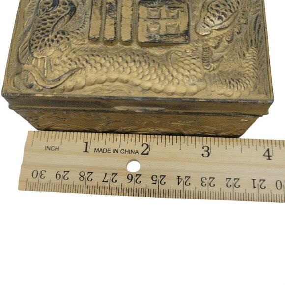 Vintage Japanese Metal Dragon Cigarette Box - Picture 2 of 11